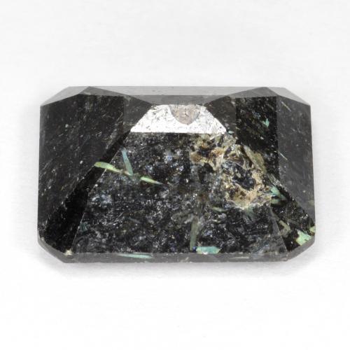 Nuummite noir naturelle taille émeraude, 10,64 ct, opaque
