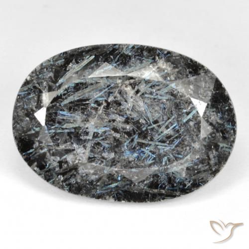 27.22ct Naturel Noir avec étincelle bleue Nuummite, ovale, Opaque