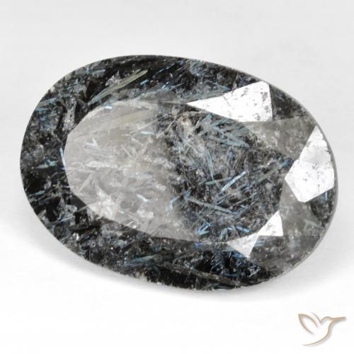 Nuummite Noir avec étincelle bleue naturelle ovale, 27.22 ct, Opaque