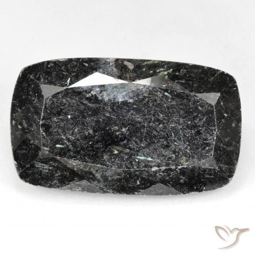 29.18ct Naturel Noir avec étincelle bleue Nuummite, Coussin, Opaque