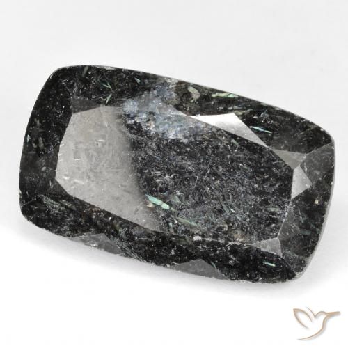 Nuummite Noir avec étincelle bleue naturelle Coussin, 29.18 ct, Opaque