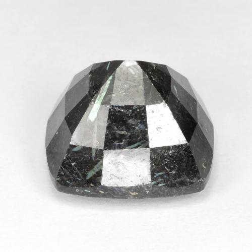 Nuummite noir naturelle coupe coussin, 12,07 ct, opaque