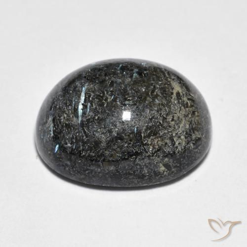 Nuummite Noir avec étincelle bleue naturelle ovale, 14.55 ct, Opaque