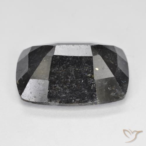Nuummite Noir avec étincelle bleue naturelle Coussin, 14.70 ct, Opaque