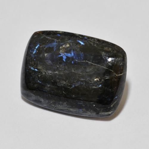 Nuummite noir avec étincelle bleue naturelle coupe coussin, 6,81 ct, opaque
