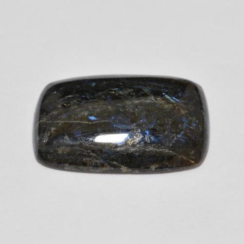 Nuummite noir avec étincelle bleue naturelle coupe coussin, 6,81 ct, opaque