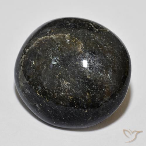 Nuummite noir naturelle coupe ovale, 21,06 ct, opaque