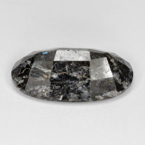 Nuummite Noir avec étincelle bleue naturelle Coupe ovale, 14.34 ct, Opaque