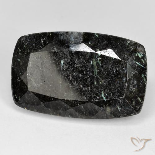 Nuummite Noir avec étincelle bleue naturelle Coussin, 31.64 ct, Opaque