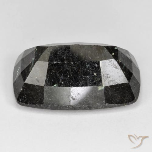Nuummite Noir avec étincelle bleue naturelle Coussin, 31.64 ct, Opaque