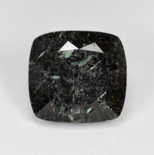 Nuummite noir naturelle coupe coussin, 7,92 ct, opaque