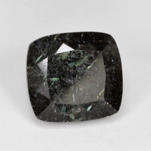 Nuummite noir naturelle coupe coussin, 7,92 ct, opaque