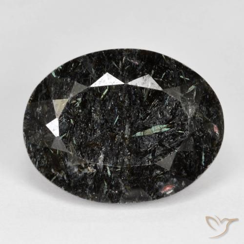 22.20ct Naturel Noir avec étincelle bleue Nuummite, ovale, Opaque