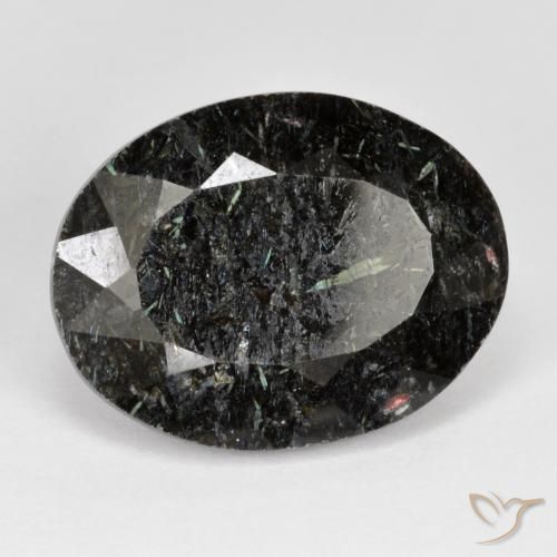 Nuummite Noir avec étincelle bleue naturelle ovale, 22.20 ct, Opaque