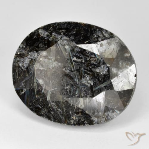 Nuummite Noir avec étincelle bleue naturelle ovale, 31.63 ct, Opaque