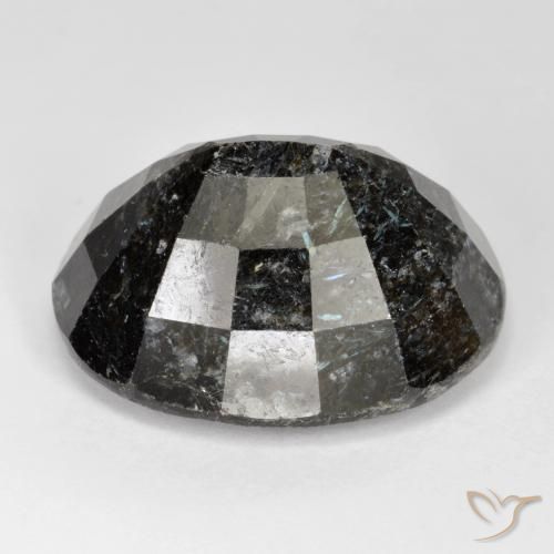 Nuummite Noir avec étincelle bleue naturelle ovale, 31.63 ct, Opaque