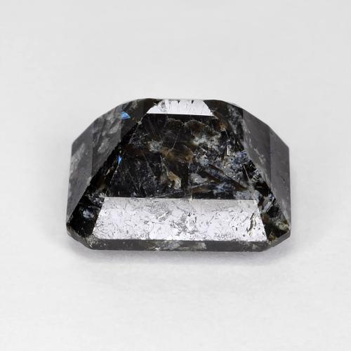 Nuummite noir naturelle taille émeraude, 7,31 ct, opaque