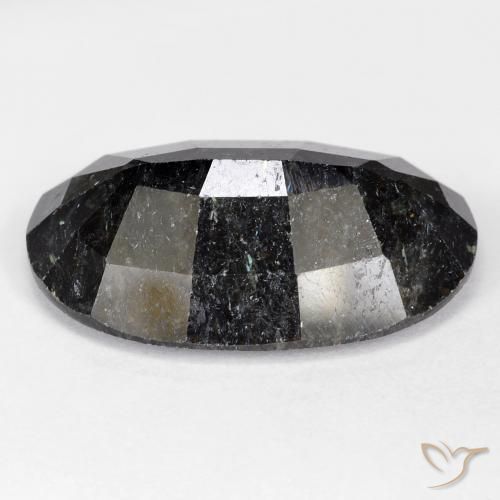 Nuummite Noir avec étincelle bleue naturelle ovale, 21.59 ct, Opaque