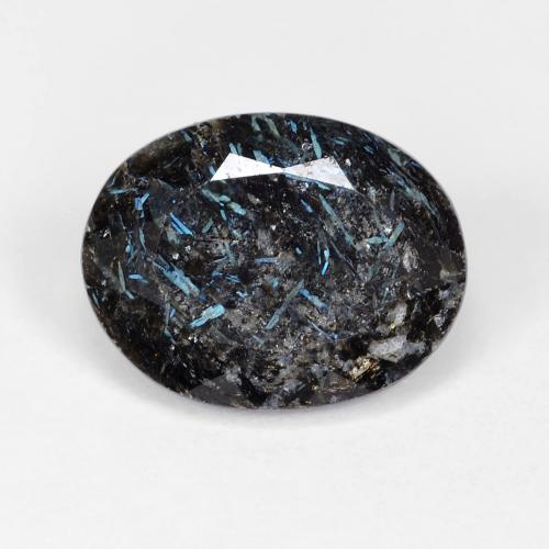 Nuummite noir avec étincelle bleue naturelle coupe ovale, 8,47 ct, opaque