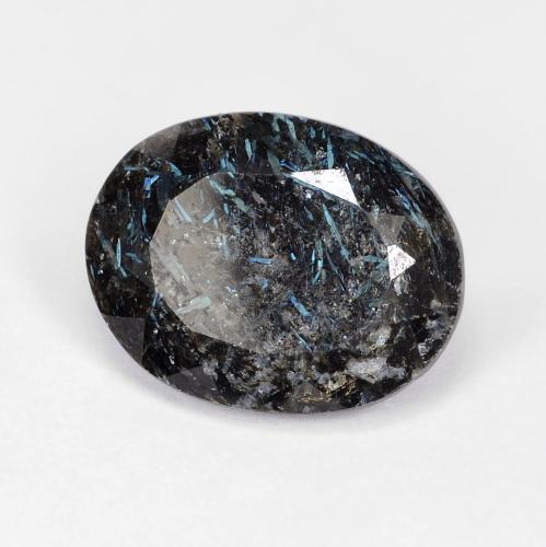 Nuummite noir avec étincelle bleue naturelle coupe ovale, 8,47 ct, opaque