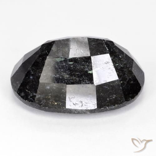 Nuummite Noir avec étincelle bleue naturelle ovale, 29.76 ct, Opaque