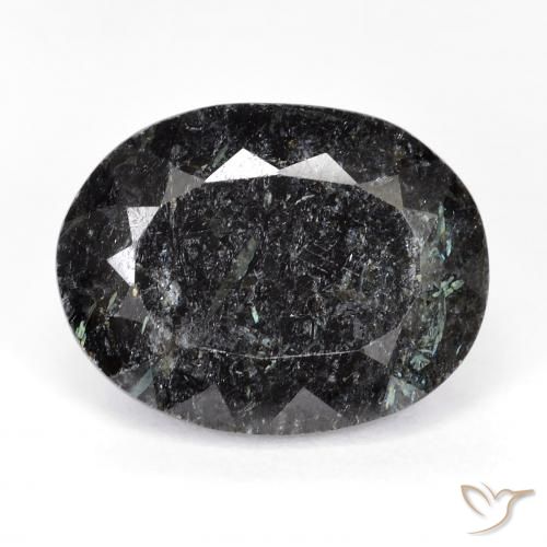 20.28ct Naturel Noir avec étincelle bleue Nuummite, ovale, Opaque