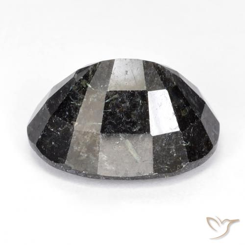 Nuummite Noir avec étincelle bleue naturelle ovale, 20.28 ct, Opaque
