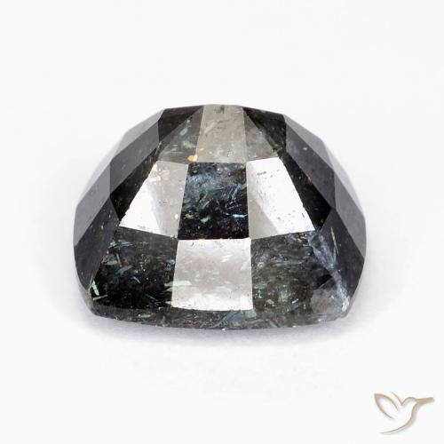 Nuummite Noir avec étincelle bleue naturelle Coupe coussin, 10.25 ct, Opaque