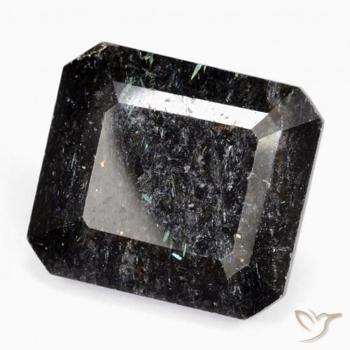 Nuummite Noir avec étincelle bleue naturelle Octogone / coupe Émeraude, 26.45 ct, Opaque