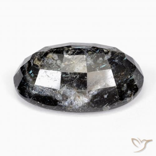 Nuummite Noir avec étincelle bleue naturelle ovale, 21.56 ct, Opaque