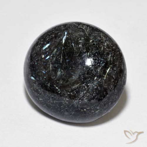 Nuummite Noir avec étincelle bleue naturelle ovale, 15.33 ct, Opaque
