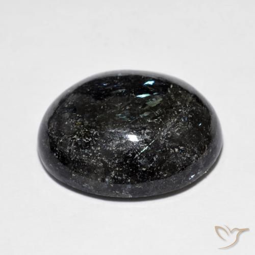 Nuummite Noir avec étincelle bleue naturelle ovale, 15.33 ct, Opaque