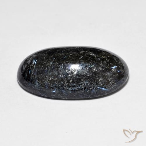 Nuummite Noir avec étincelle bleue naturelle ovale, 10.77 ct, Opaque