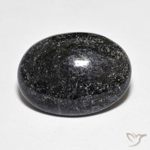 11.12ct Naturel Noir avec étincelle bleue Nuummite, ovale, Opaque