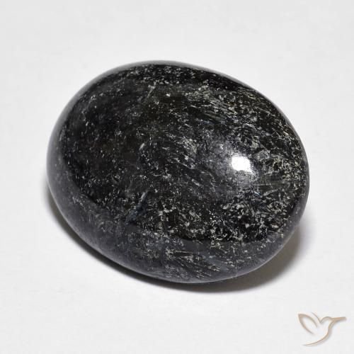 Nuummite Noir avec étincelle bleue naturelle ovale, 11.12 ct, Opaque