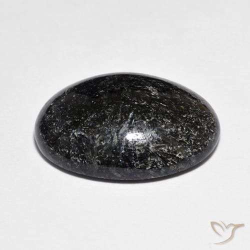 Nuummite Noir avec étincelle bleue naturelle ovale, 11.12 ct, Opaque