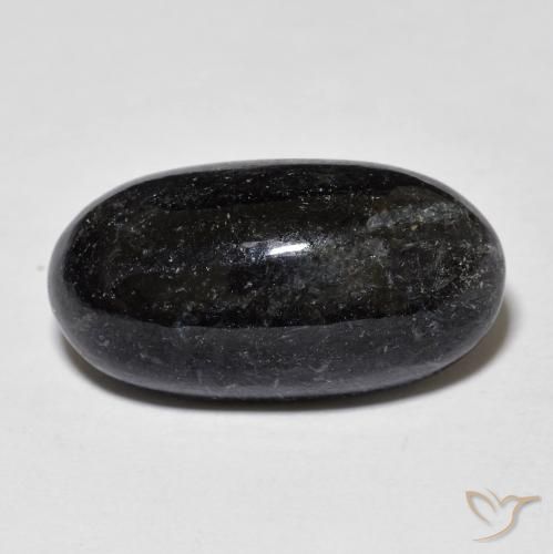 14.55ct Naturel Noir avec étincelle bleue Nuummite, ovale, Opaque