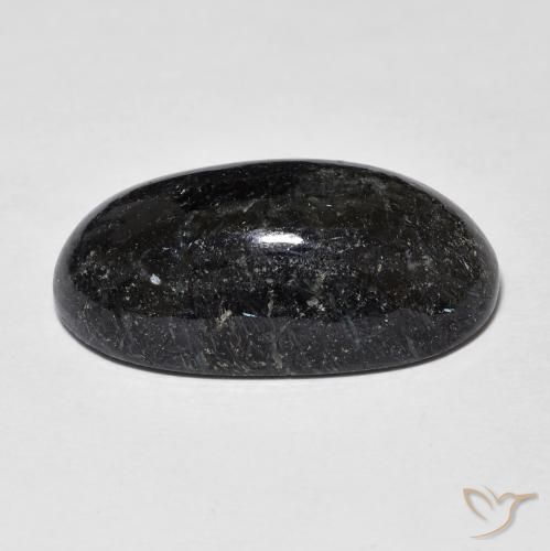 Nuummite Noir avec étincelle bleue naturelle ovale, 14.55 ct, Opaque