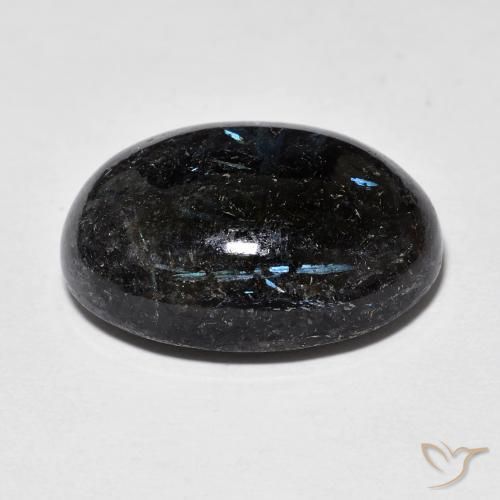 Nuummite Noir avec étincelle bleue naturelle ovale, 17.50 ct, Opaque