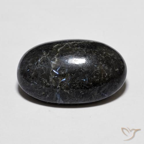 9.75ct Naturel Noir avec étincelle bleue Nuummite, ovale, Opaque