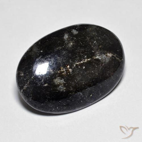 13.80ct Naturel Noir avec étincelle bleue Nuummite, ovale, Opaque