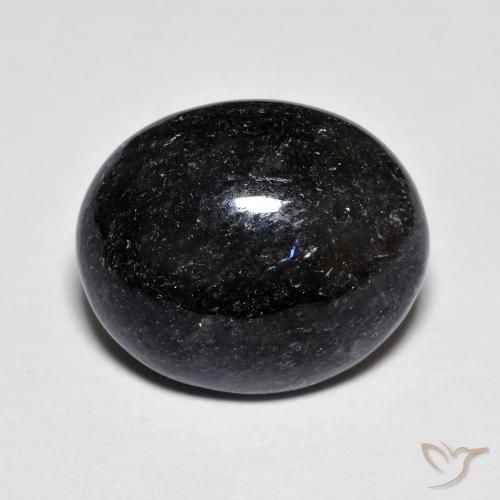 9.11ct Naturel Noir avec étincelle bleue Nuummite, ovale, Opaque