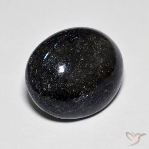 Nuummite Noir avec étincelle bleue naturelle ovale, 9.11 ct, Opaque