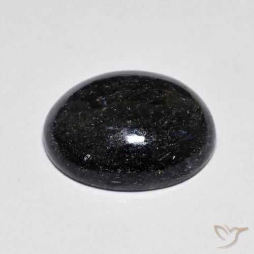 Nuummite Noir avec étincelle bleue naturelle ovale, 9.11 ct, Opaque