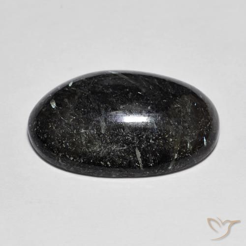 Nuummite Noir avec étincelle bleue naturelle ovale, 13.93 ct, Opaque