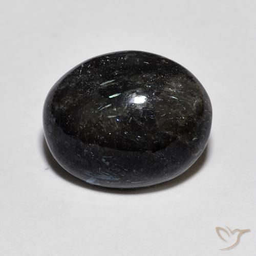8.00ct Naturel Noir avec étincelle bleue Nuummite, ovale, Opaque