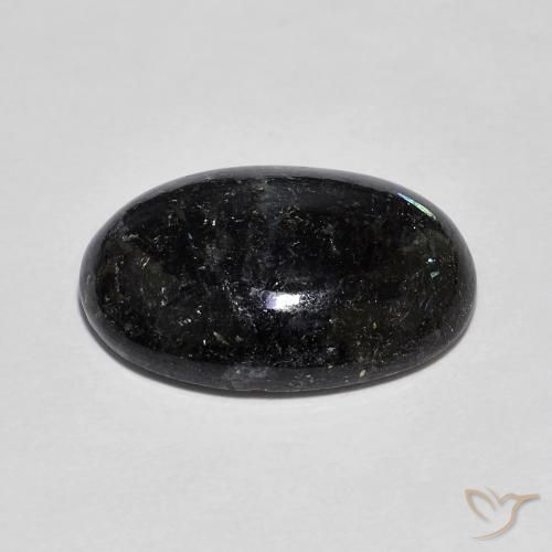 Nuummite Noir avec étincelle bleue naturelle ovale, 9.38 ct, Opaque