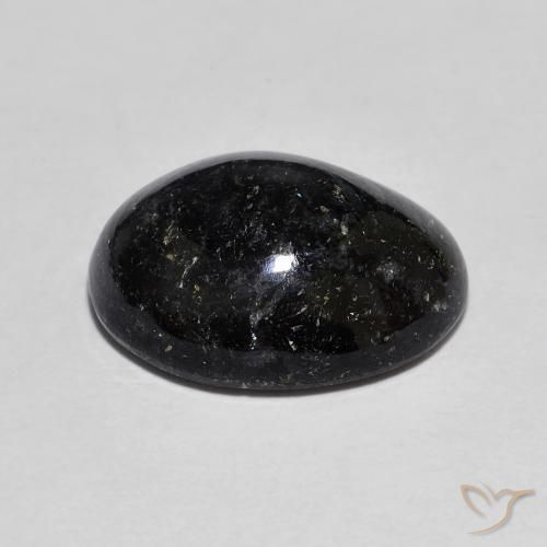 Nuummite Noir avec étincelle bleue naturelle ovale, 8.46 ct, Opaque