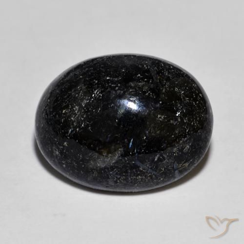 Nuummite Noir avec étincelle bleue naturelle ovale, 10.82 ct, Opaque