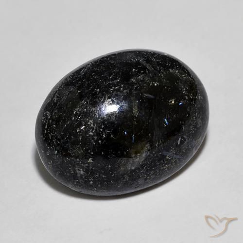 Nuummite Noir avec étincelle bleue naturelle ovale, 10.82 ct, Opaque